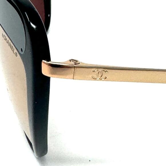 Chanel Cat‑Eye Mirrored Sunglasses – Black Acetate, CC Logo Temples with Case - Picture 5 of 10